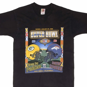 VINTAGE NFL PACKERS VS BRONCOS SUPERBOWL XXXII 1998 TEE SHIRT SIZE MEDIUM Effortless Comfort Wear LowImpactDye