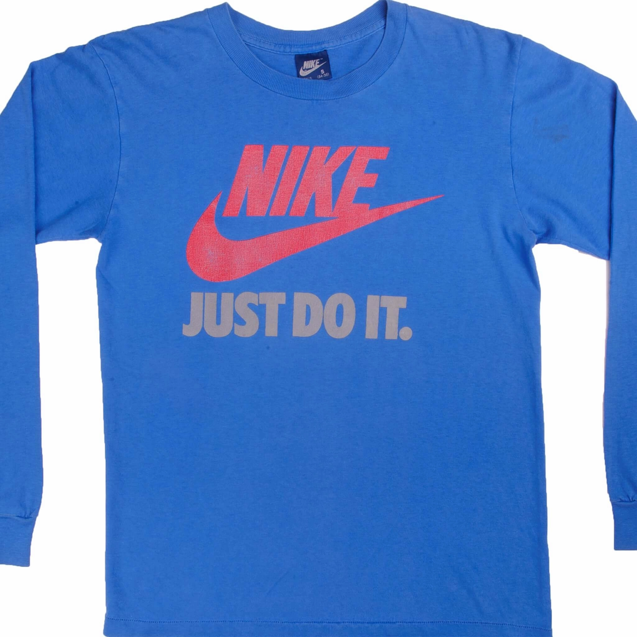 VINTAGE NIKE JUST DO IT LONG SLEEVE TEE SHIRT 1984-1987 SIZE SMALL MADE IN USA Trendy All-Day