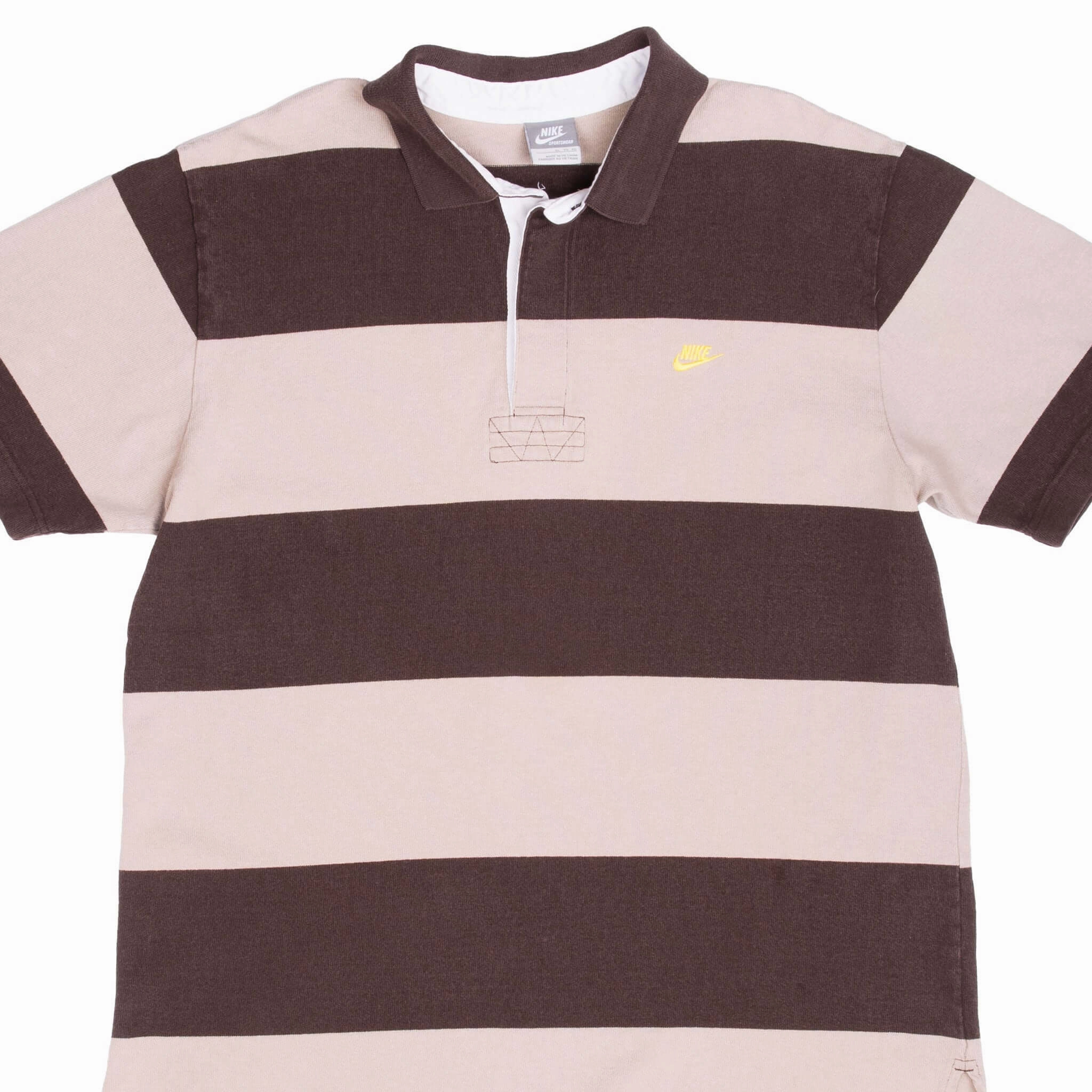 Indoor clothing Feminine Touch VINTAGE NIKE CLASSIC SWOOSH BEIGE & BROWN POLO SHIRT 2000S LARGE