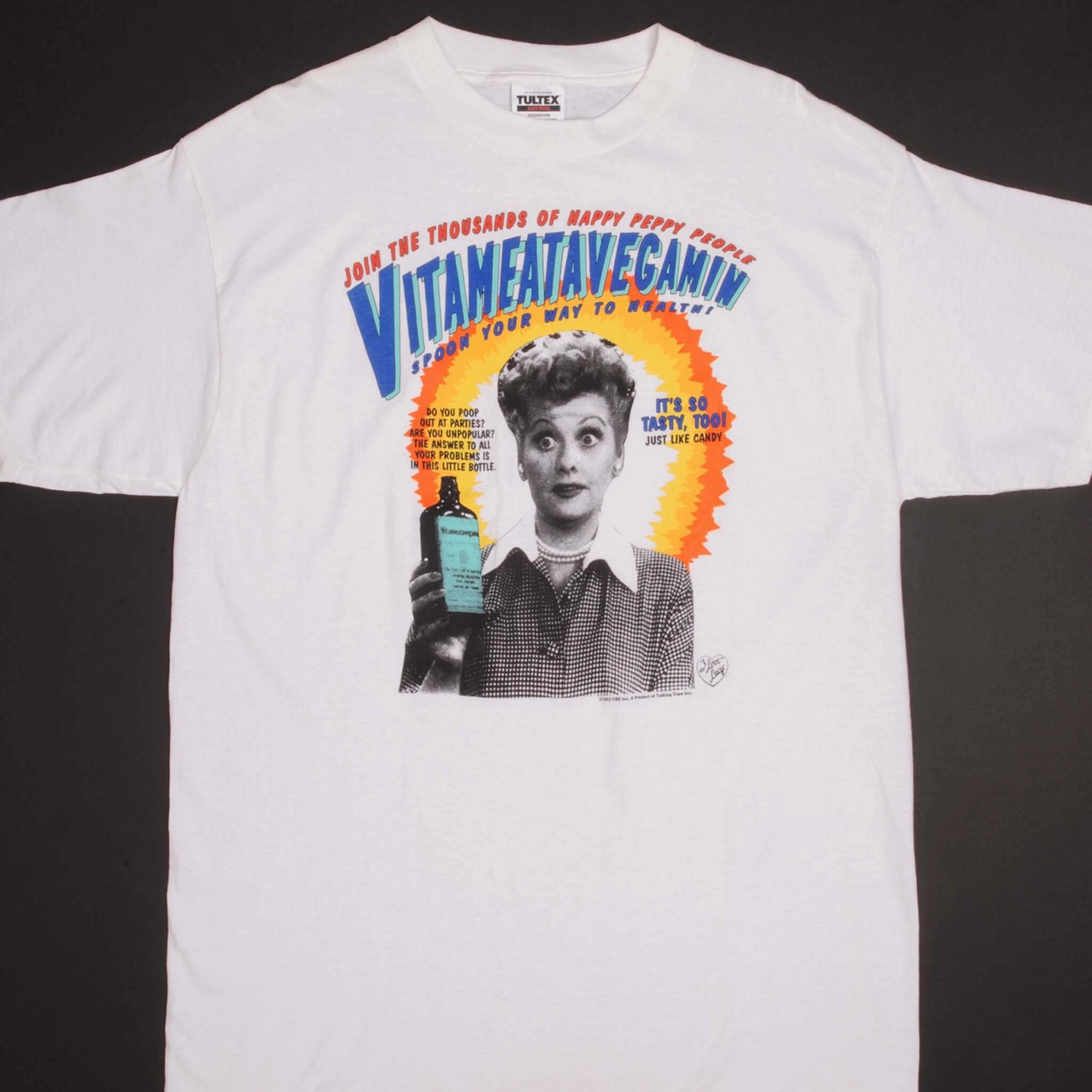 WrinkleResistant Light and Comfortable VINTAGE I LOVE LUCY VITAMEATAVEGAMIN 1992 TEE SHIRT SIZE XL