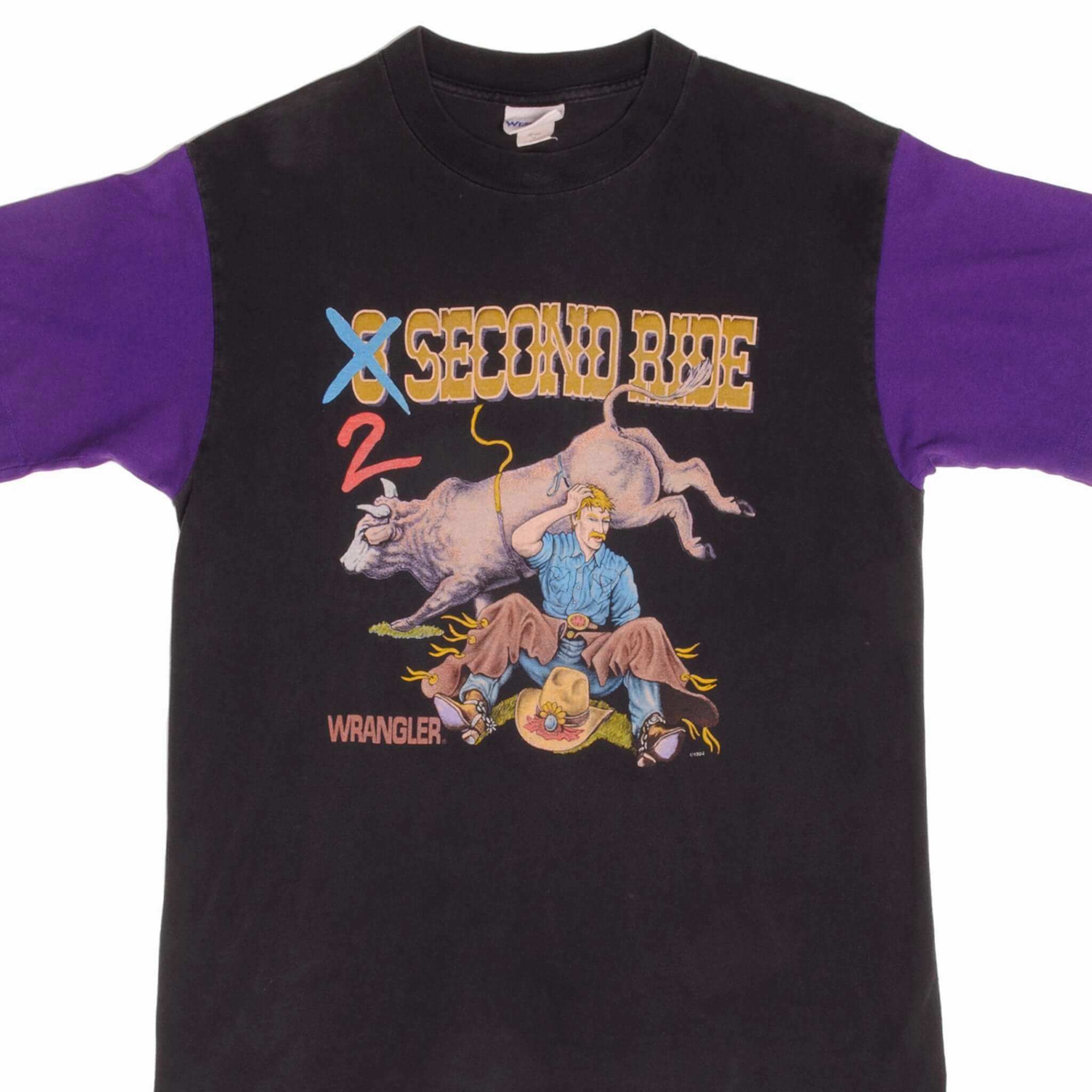 Flexible Ribbed Neckline Fit For Comfort VINTAGE WRANGLER RODEO 1994 TEE SHIRT SIZE MEDIUM MADE IN USA