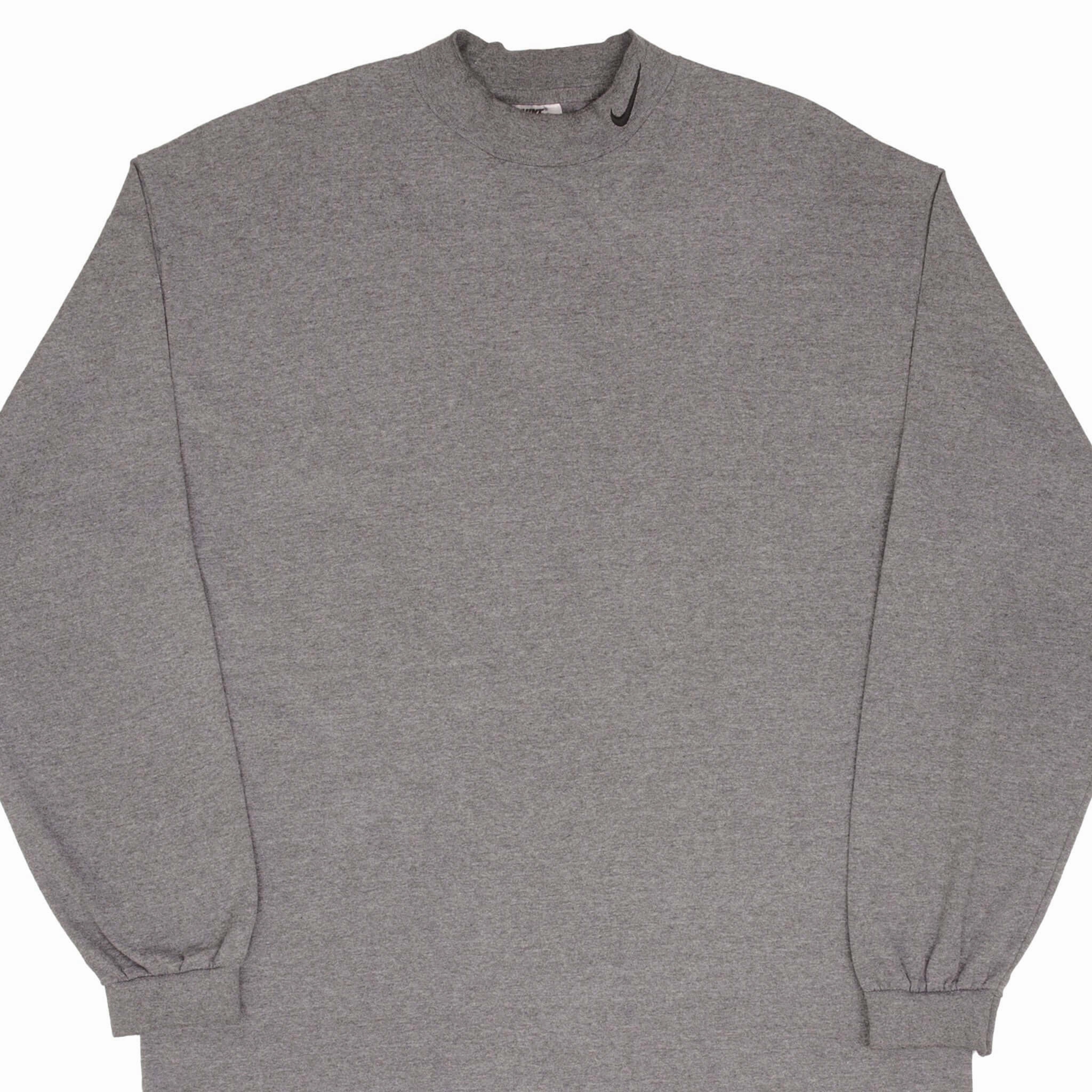 VINTAGE NIKE LONG SLEEVE TURTLE NECK DARK GREY TEE SHIRT 1990S SIZE XL MADE USA Casual Layer Wear