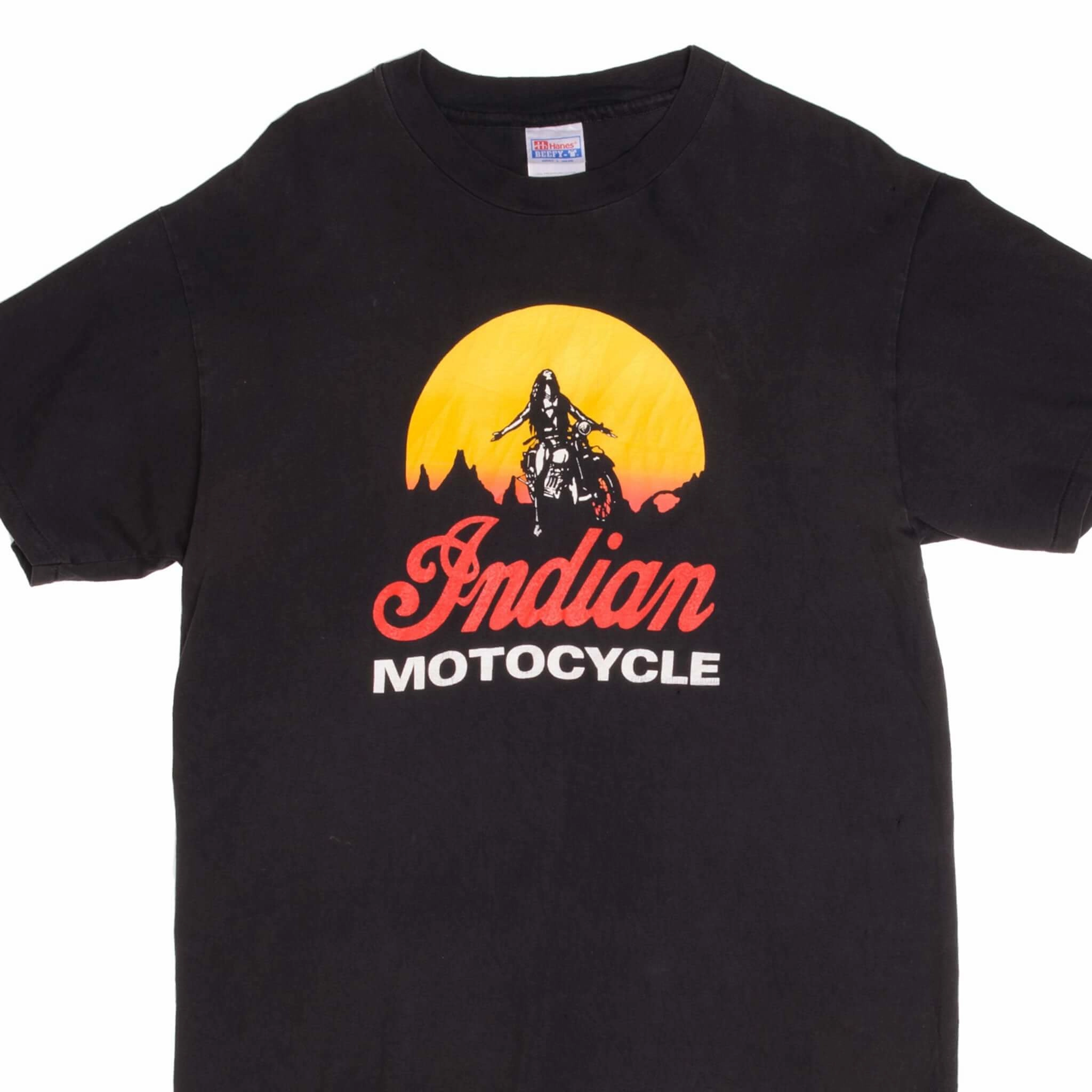 VINTAGE INDIAN MOTOCYCLE TEE SHIRT 1990s LARGE RIVERSIDE CA Preppy