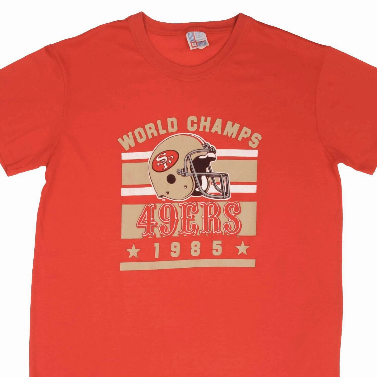 VINTAGE NFL SAN FRANCISCO 49ERS CHAMPIONS 1985 TEE SHIRT SIZE LARGE MADE IN USA StretchReinforcedArmholes Cool Design