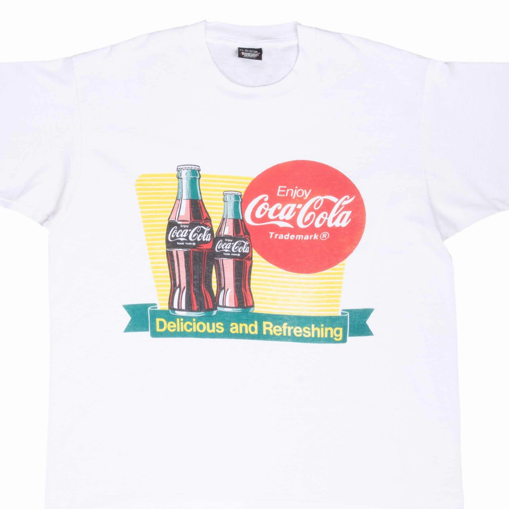 VINTAGE COCA COLA COMPANY WHITE TEE SHIRT 1980S LARGE Comfort Apparel