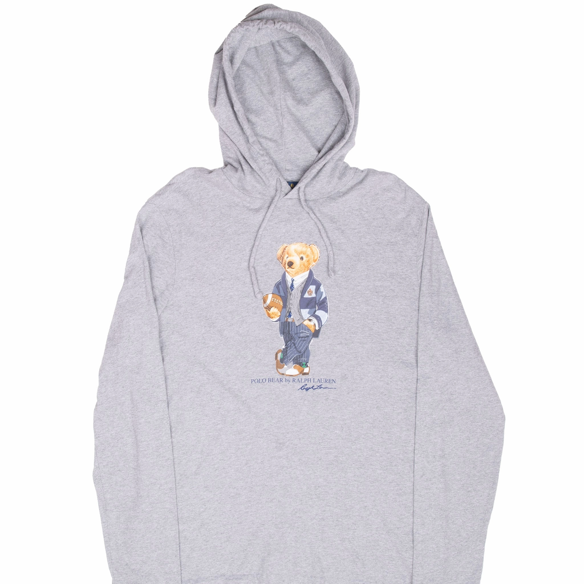 Chilly Day Style VINTAGE POLO BEAR JERSEY RALPH LAUREN HOODED LONG SLEEVE TEE SHIRT MEDIUM