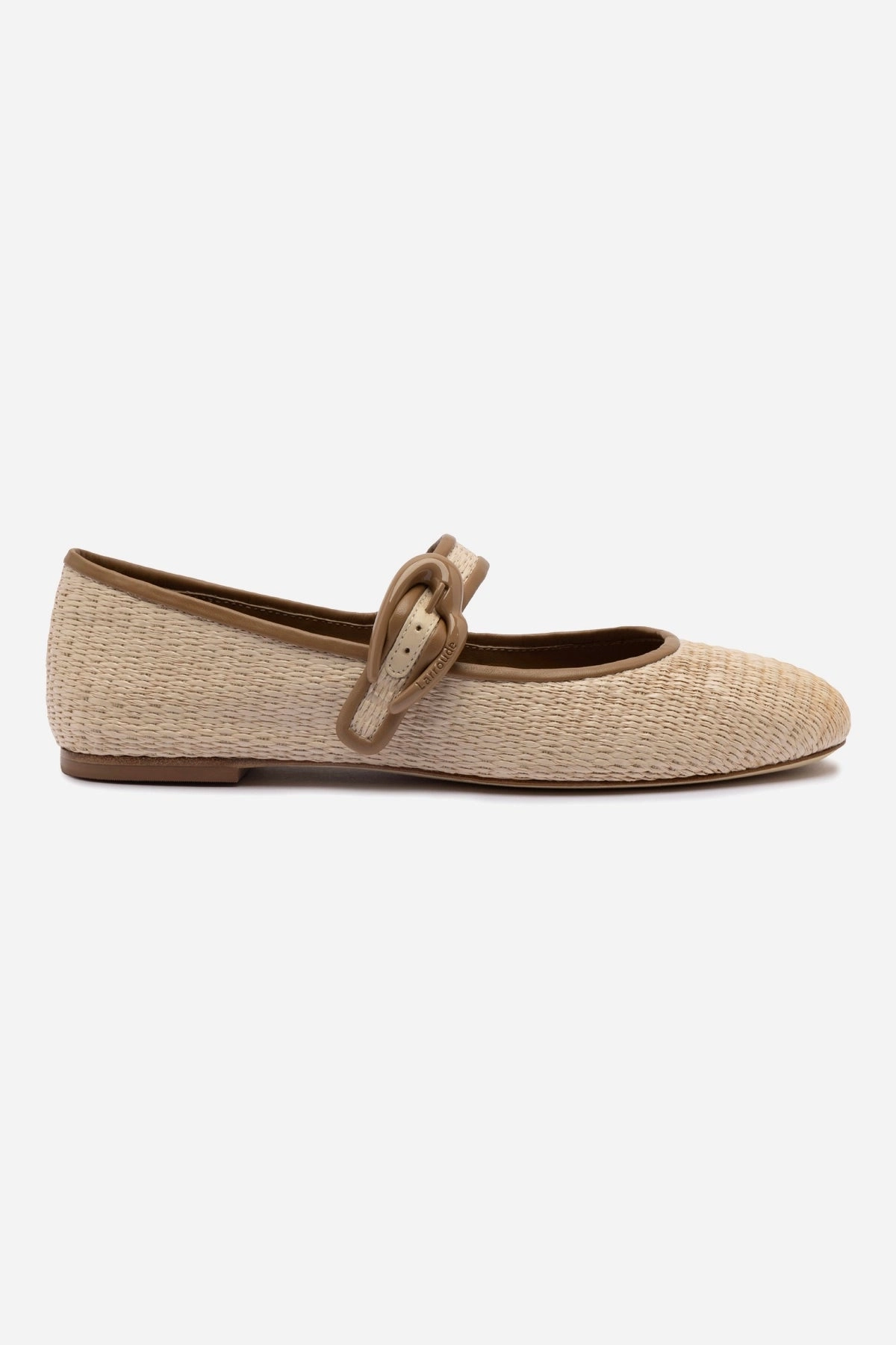 Verona Ballet Flat In Natural Raffia and Hazelnut Trimming Comfort Straps River Glow