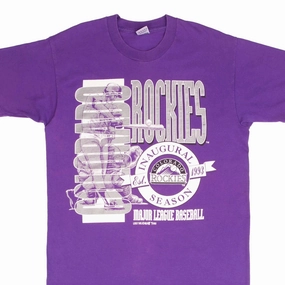 RibbedNeckBanding VINTAGE MLB COLORADO ROCKIES INAUGURAL SEASON 1993 TEE SHIRT MEDIUM MADE IN USA