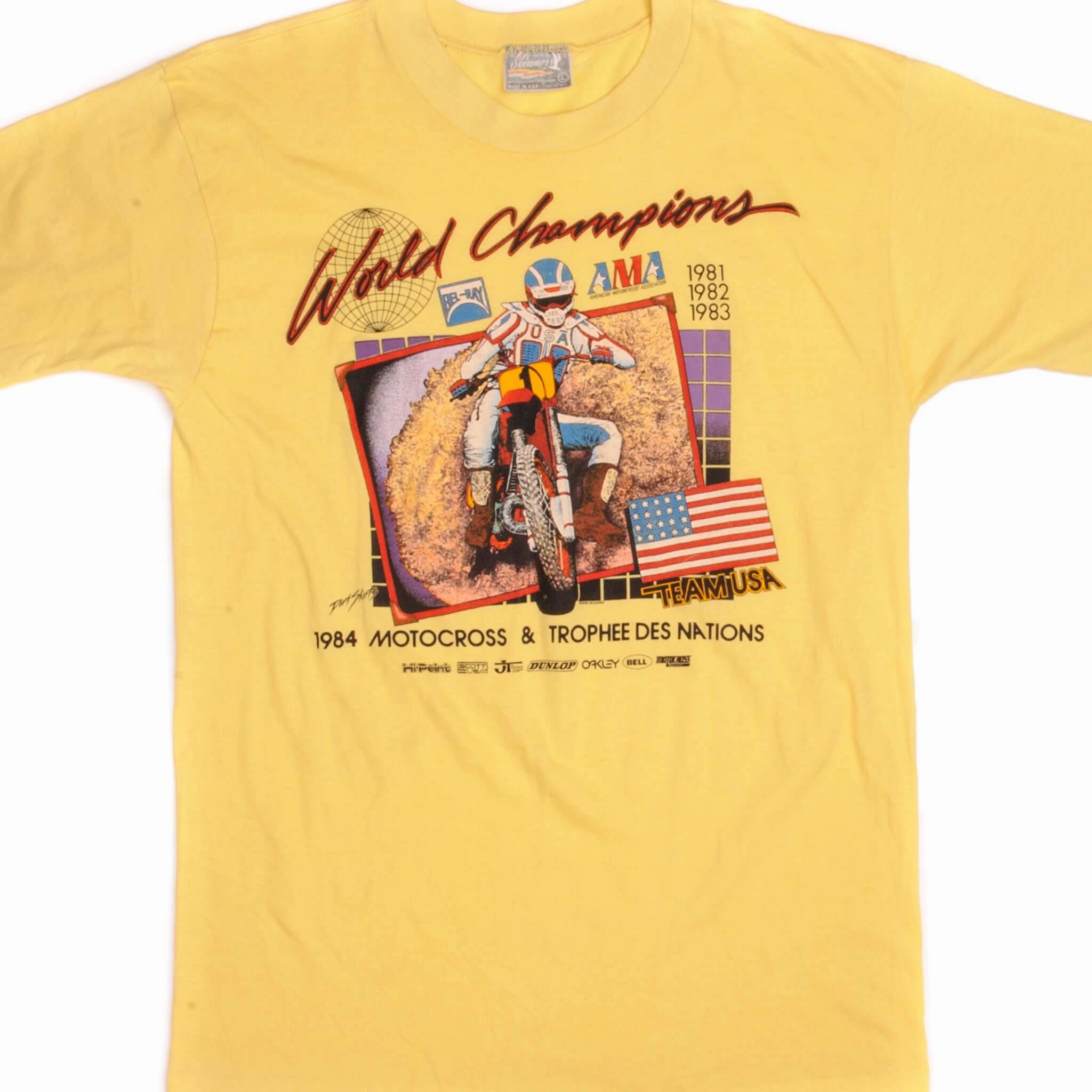 VINTAGE AMA WORLD CHAMPION MOTOCROSS DAVID BAILEY TEE SHIRT 1984 MEDIUM MADE USA EcoFriendlyMaterial