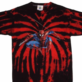 VINTAGE TIE DYE SPIDERMAN UNIVERSAL STUDIO TEE SHIRT 2000  MEDIUM MADE IN USA Teenager coolness