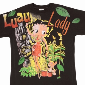 Chic Casual Wear BOOTLEG BETTY BOOP LUAU LADY ALL OVER PRINT TEE SHIRT SIZE XL SINGLE STITCH
