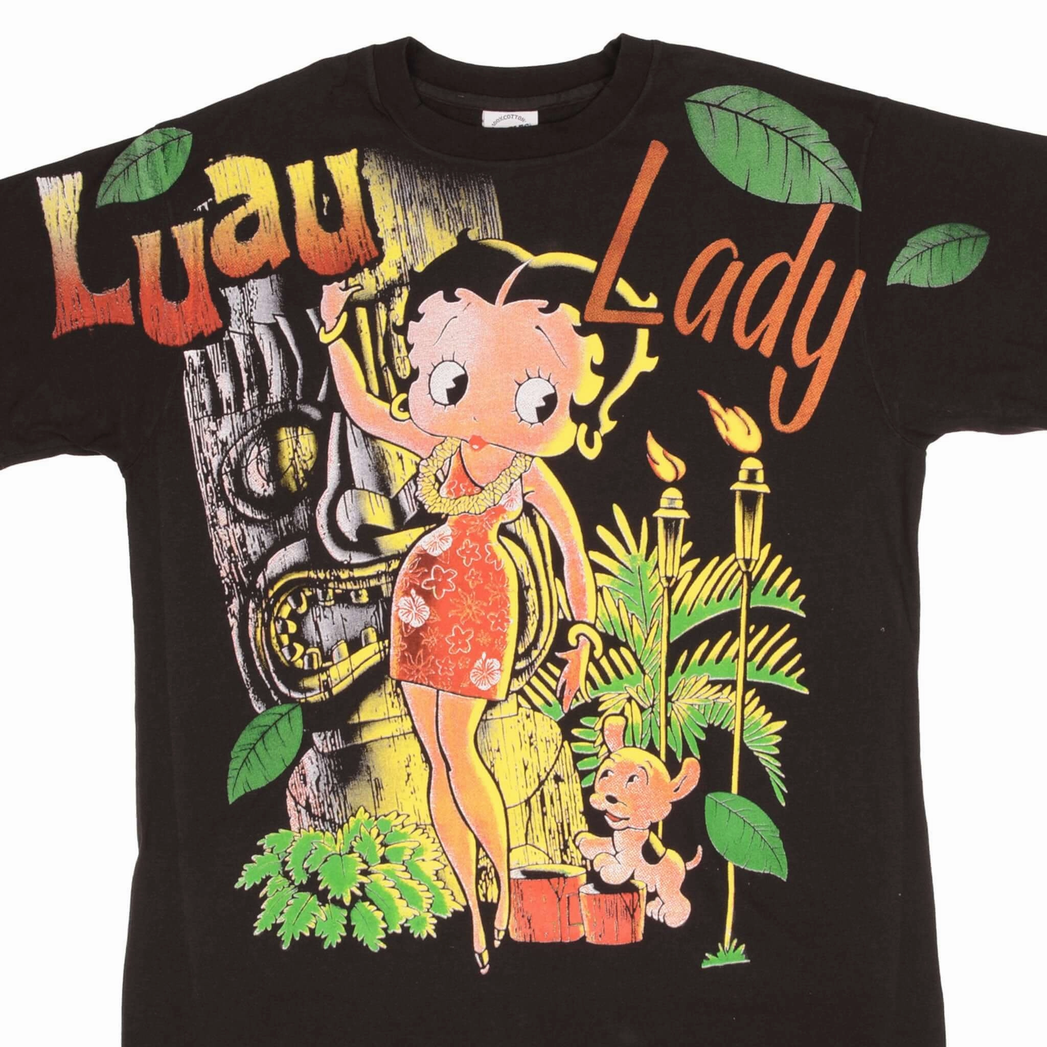 Chic Casual Wear BOOTLEG BETTY BOOP LUAU LADY ALL OVER PRINT TEE SHIRT SIZE XL SINGLE STITCH
