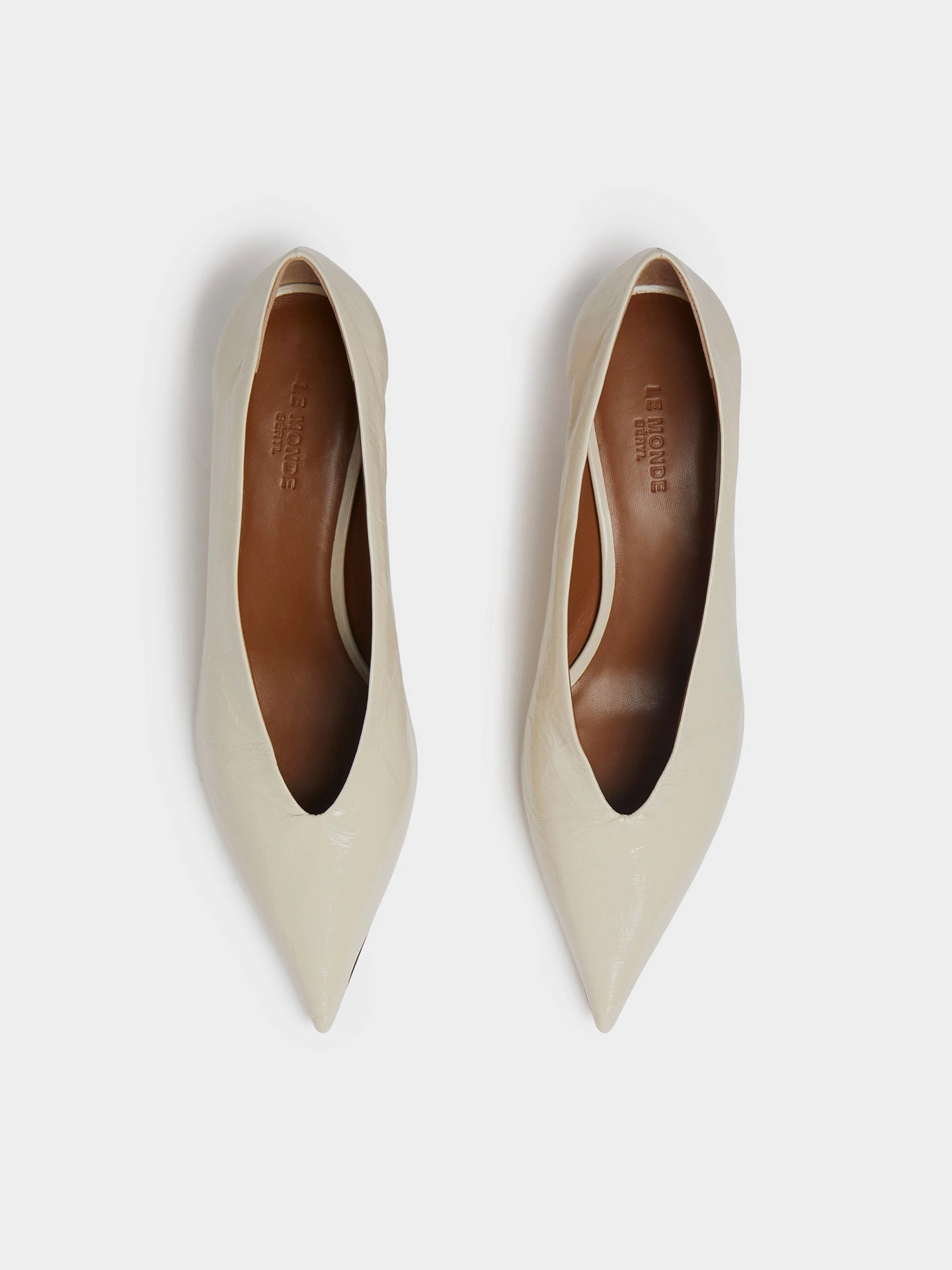 Babouche Kitten / Ecru Naplack Bold Open Toe Heels Dainty Heels