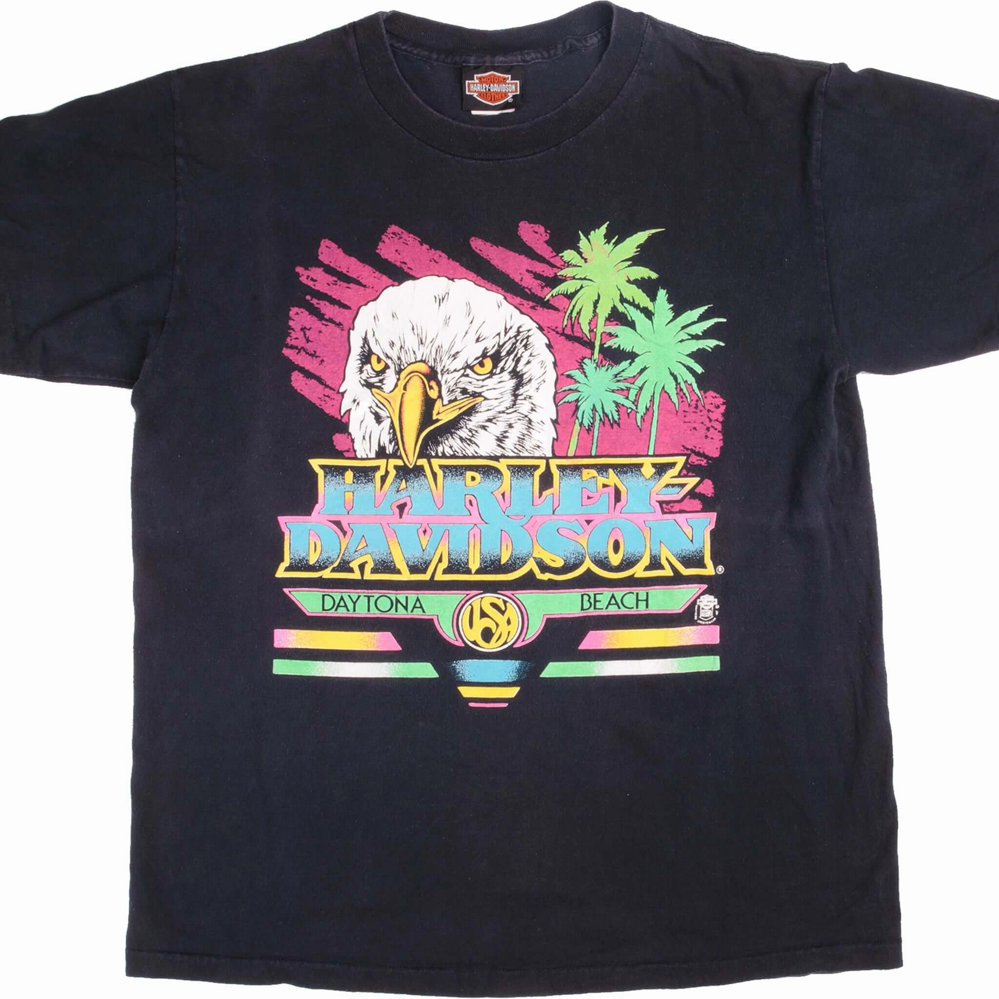 Ultra Soft Blended Textile Curved Hemline VINTAGE HARLEY DAVIDSON DAYTONA BEACH TEE SHIRT 1992 SIZE LARGE MADE IN USA
