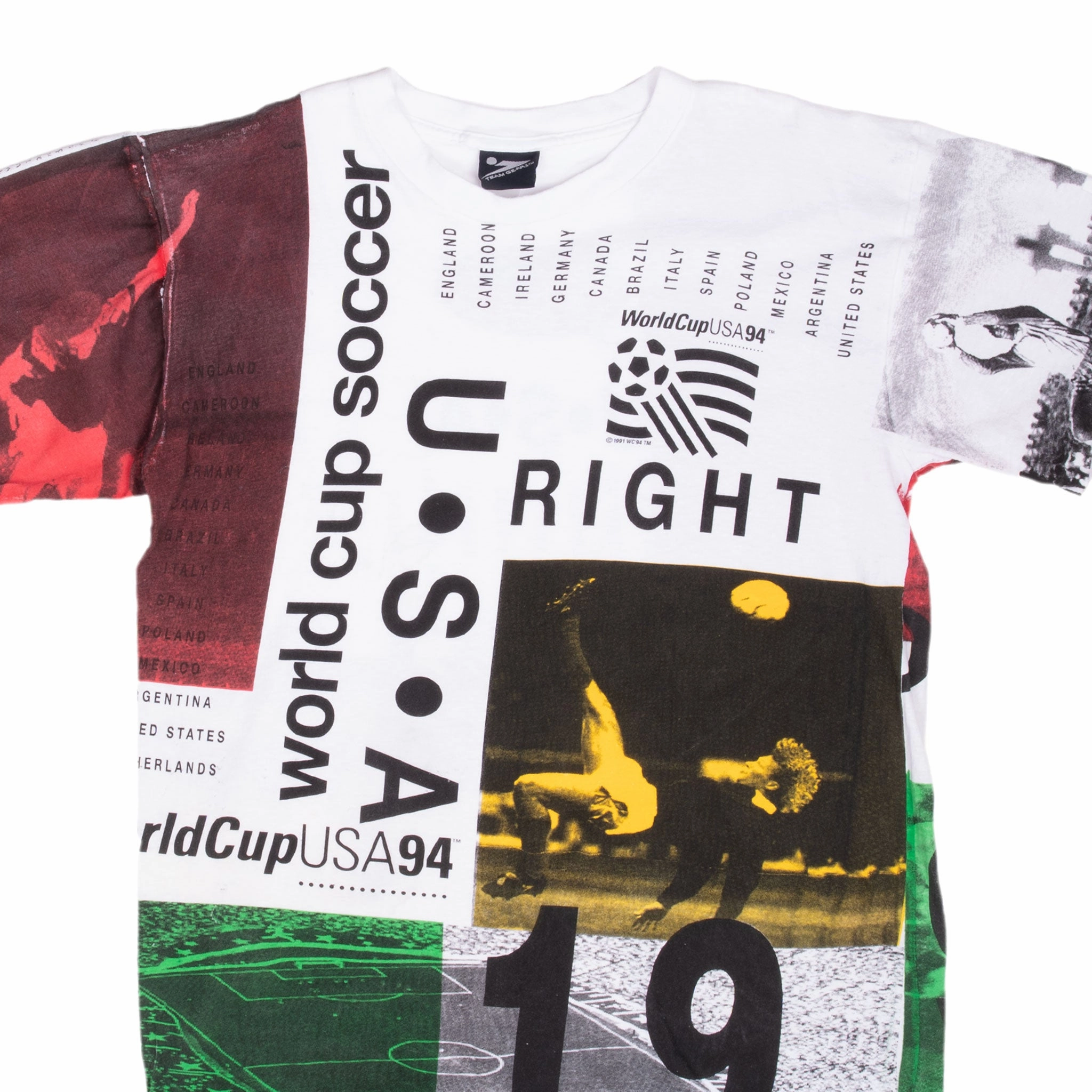 Smart Casual VINTAGE SOCCER WORLD CUP 1994 USA ALL OVER PRINT TEE SHIRT LARGE