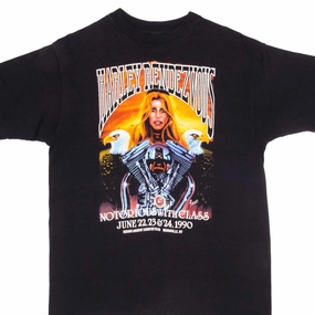 Fashionable Piece Adjustable Hem VINTAGE HARLEY DAVIDSON RENDEZ VOUS TEE SHIRT 1990 MEDIUM MADE IN USA