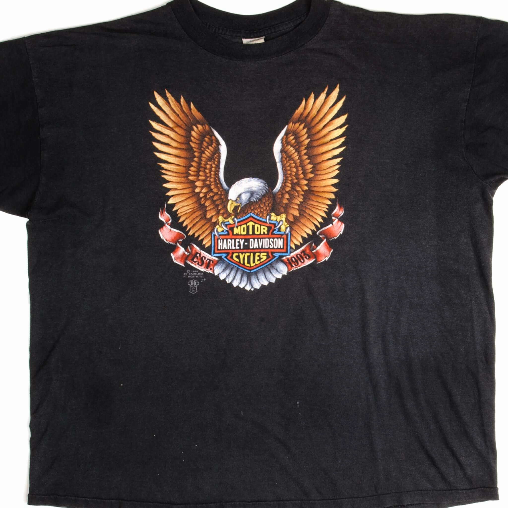 sale season VINTAGE 3D EMBLEM HARLEY DAVIDSON TEE SHIRT 1987 SIZE XL MADE IN USA
