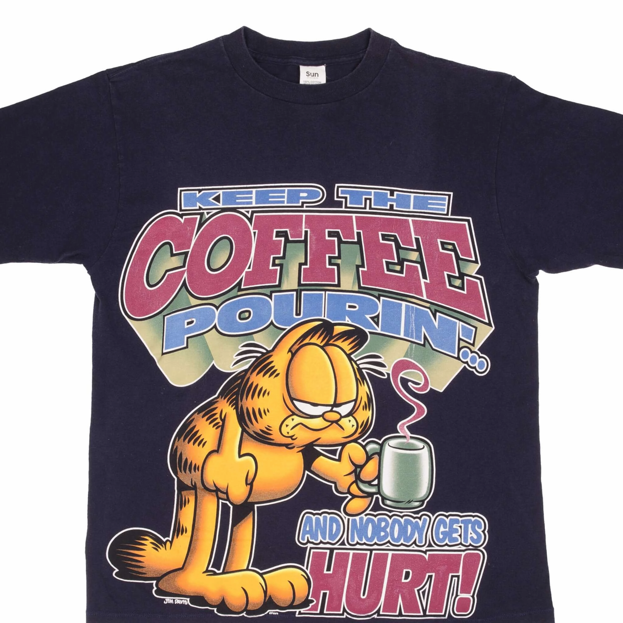 VINTAGE GARFIELD KEEP THE COFFEE POURING 1990S TEE SHIRT SIZE MEDIUM MADE IN USA Sleek Comfort Washable