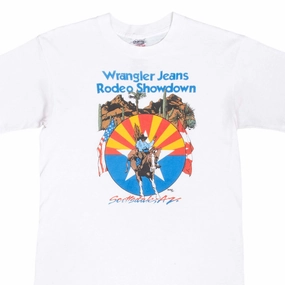 Skin Friendly Blends NoSideSeams VINTAGE WRANGLER JEANS RODEO 1990S TEE SHIRT LARGE MADE IN USA