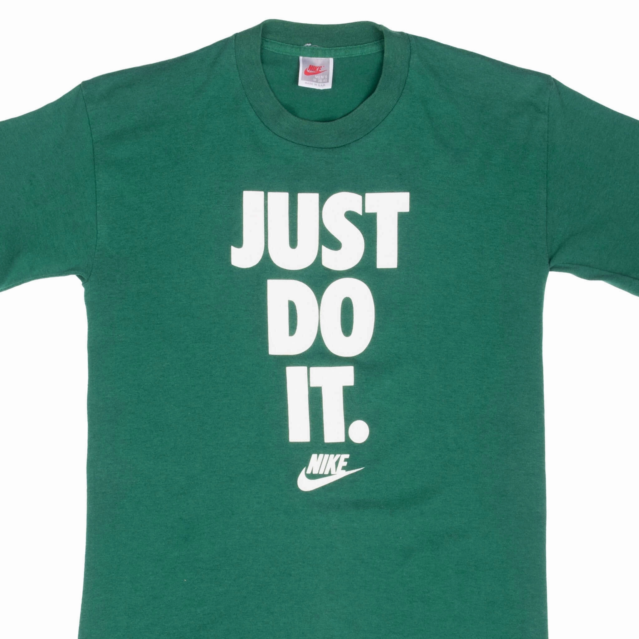 VINTAGE NIKE JUST DO IT GREEN TEE SHIRT LATE 1980S SMALL MADE IN USA Unisex versatility Sleek Fit Wear