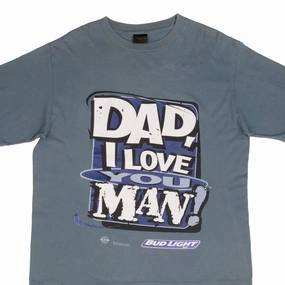 VINTAGE BUDWEISER DAD I LOVE YOU MAN 1996 TEE SHIRT SIZE XL MADE IN USA Sporty Layer Layering Piece