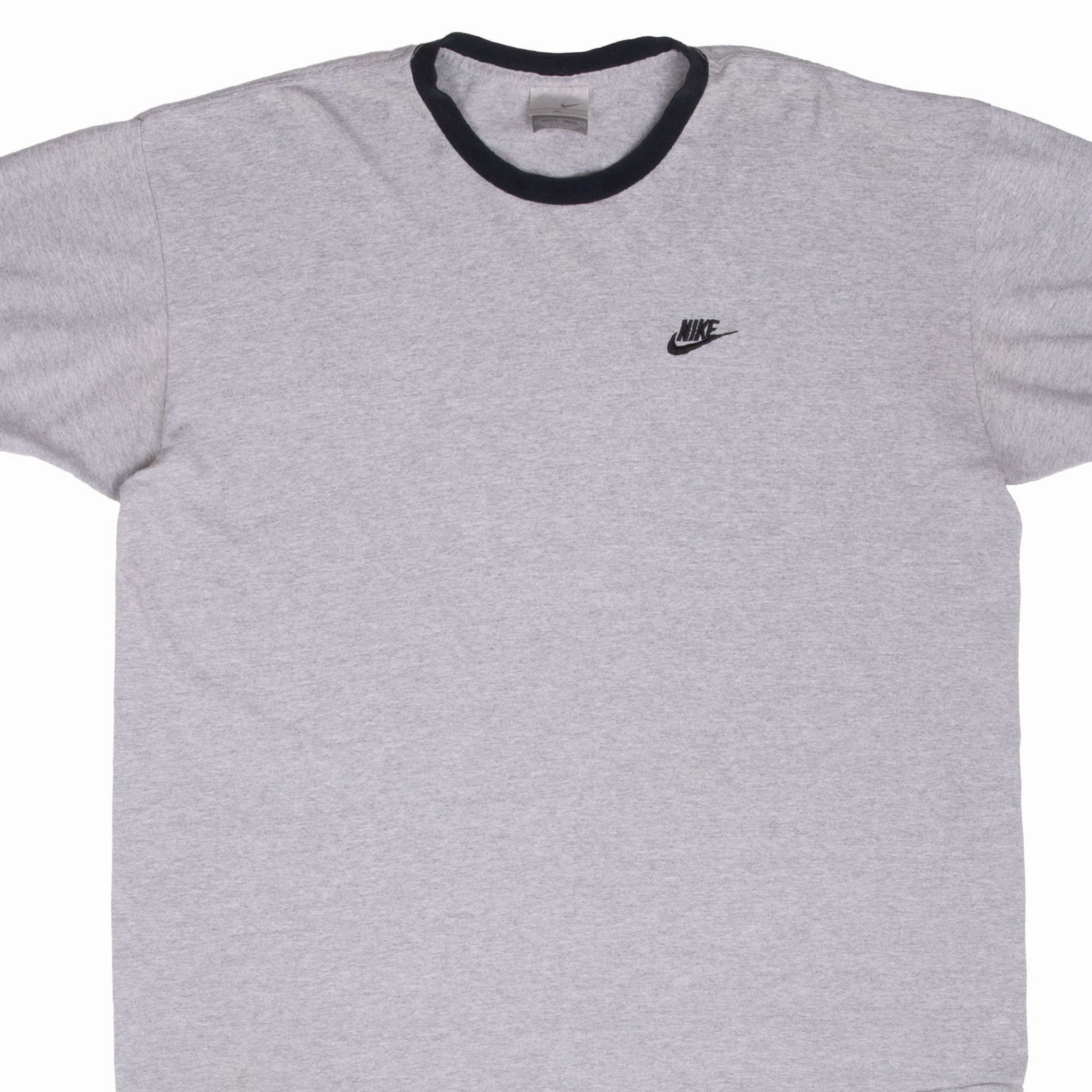 Minimalist purity Classic Layering VINTAGE NIKE CLASSIC SWOOSH GREY RINGER TEE SHIRT 2000S XL
