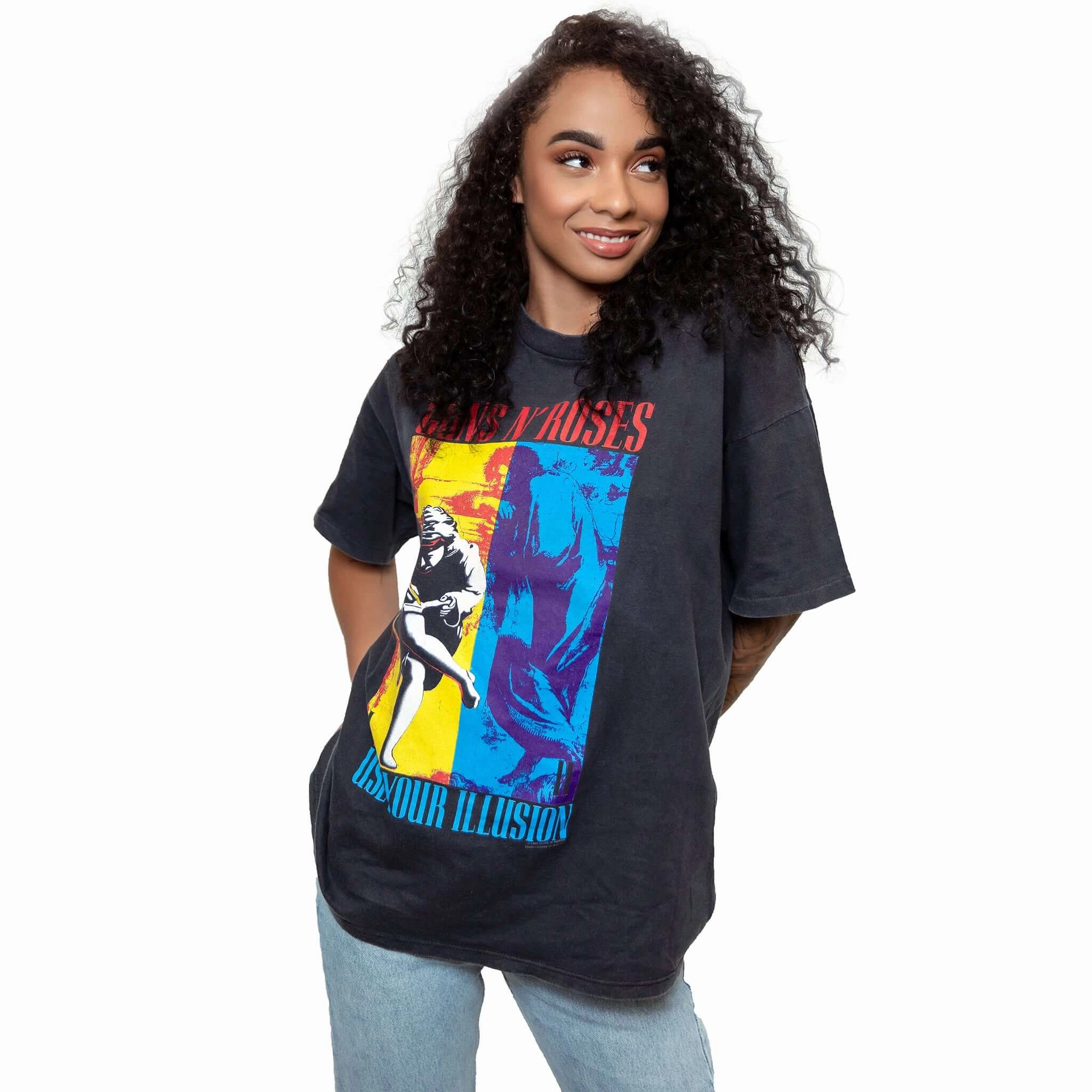 VINTAGE GUNS N' ROSES USE YOUR ILLUSION TEE SHIRT 1992 SIZE LARGE MADE IN USA Flexible Shoulder Seams