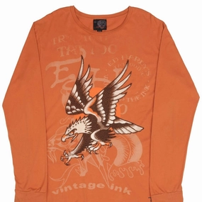 VINTAGE ED HARDY RHINESTONES LONG SLEEVE TEE SHIRT 2000S SIZE XL MADE IN USA Neutral Color