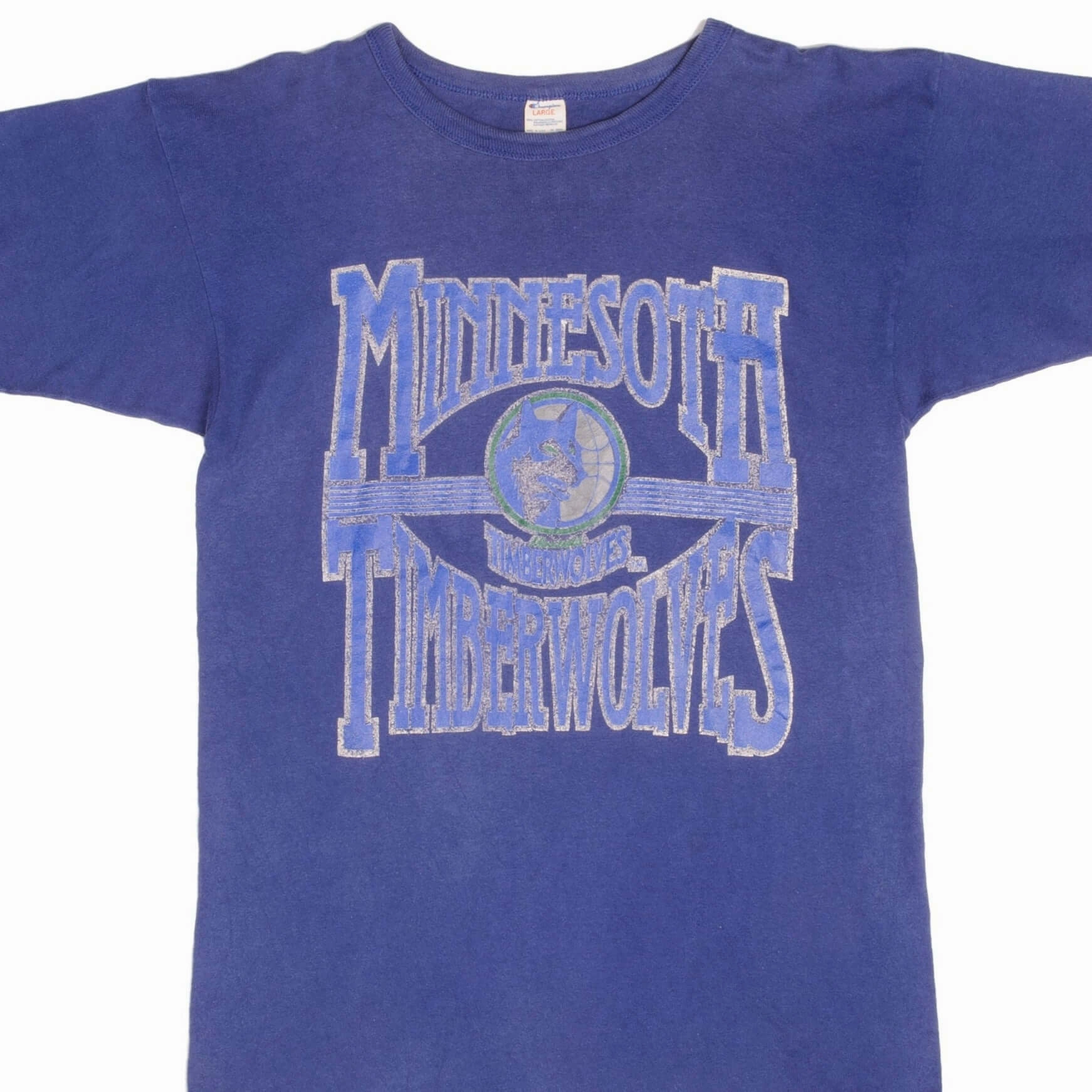SoftenedTexturedWeave VINTAGE CHAMPION NBA MINNESOTA TIMBERWOLVES TEE SHIRT 1980S MEDIUM MADE USA