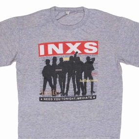 Breathable Fit Minimal Design VINTAGE INXS NEED YOU TONIGHT/MEDIATE TEE SHIRT 1980S SIZE LARGE MADE IN US