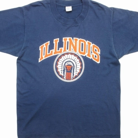 VINTAGE CHAMPION ILLINOIS UNIVERSITY TEE SHIRT 1980S SIZE MEDIUM MADE IN USA Cool Layer Wear Versatile Design