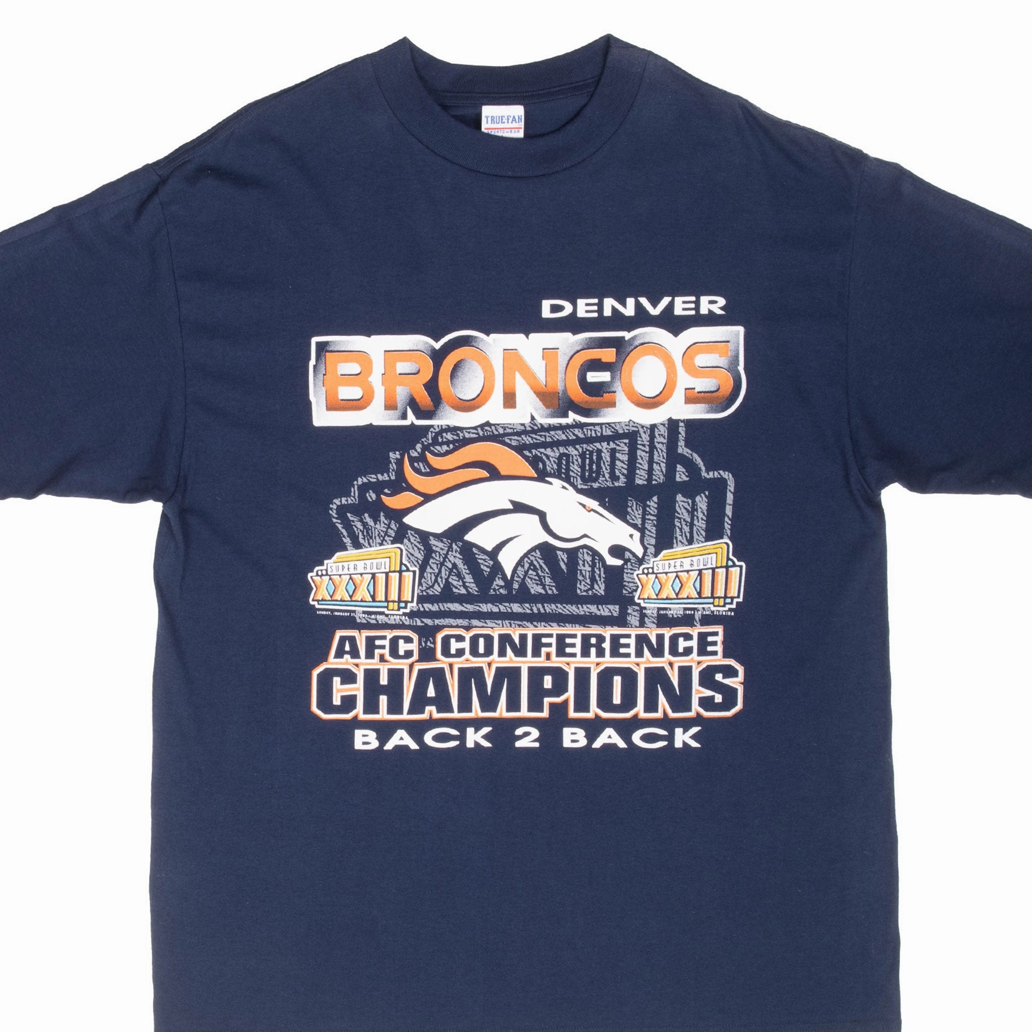 VINTAGE NFL DENVER BRONCOS AFC CHAMPIONS 1999 TEE SHIRT LARGE Floral Print Valentine's Day