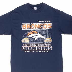 VINTAGE NFL DENVER BRONCOS AFC CHAMPIONS 1999 TEE SHIRT LARGE Floral Print Valentine's Day