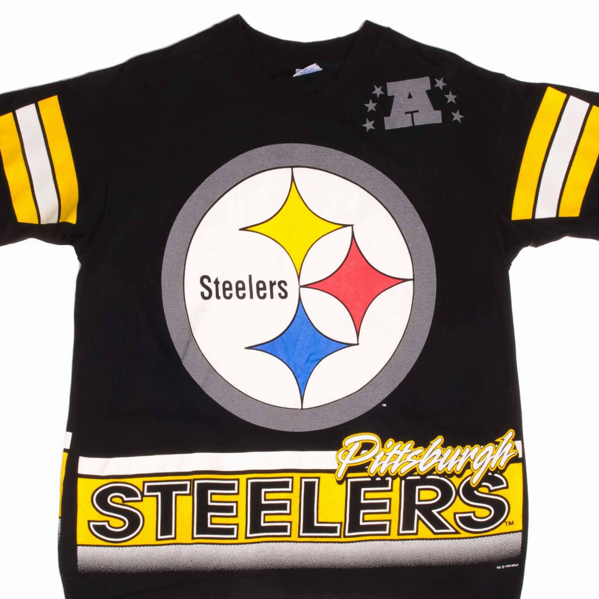 Breathable Comfort Design Bohemian VINTAGE NFL PITTSBURGH STEELERS ALL OVER PRINT TEE SHIRT 1994 LARGE MADE IN USA