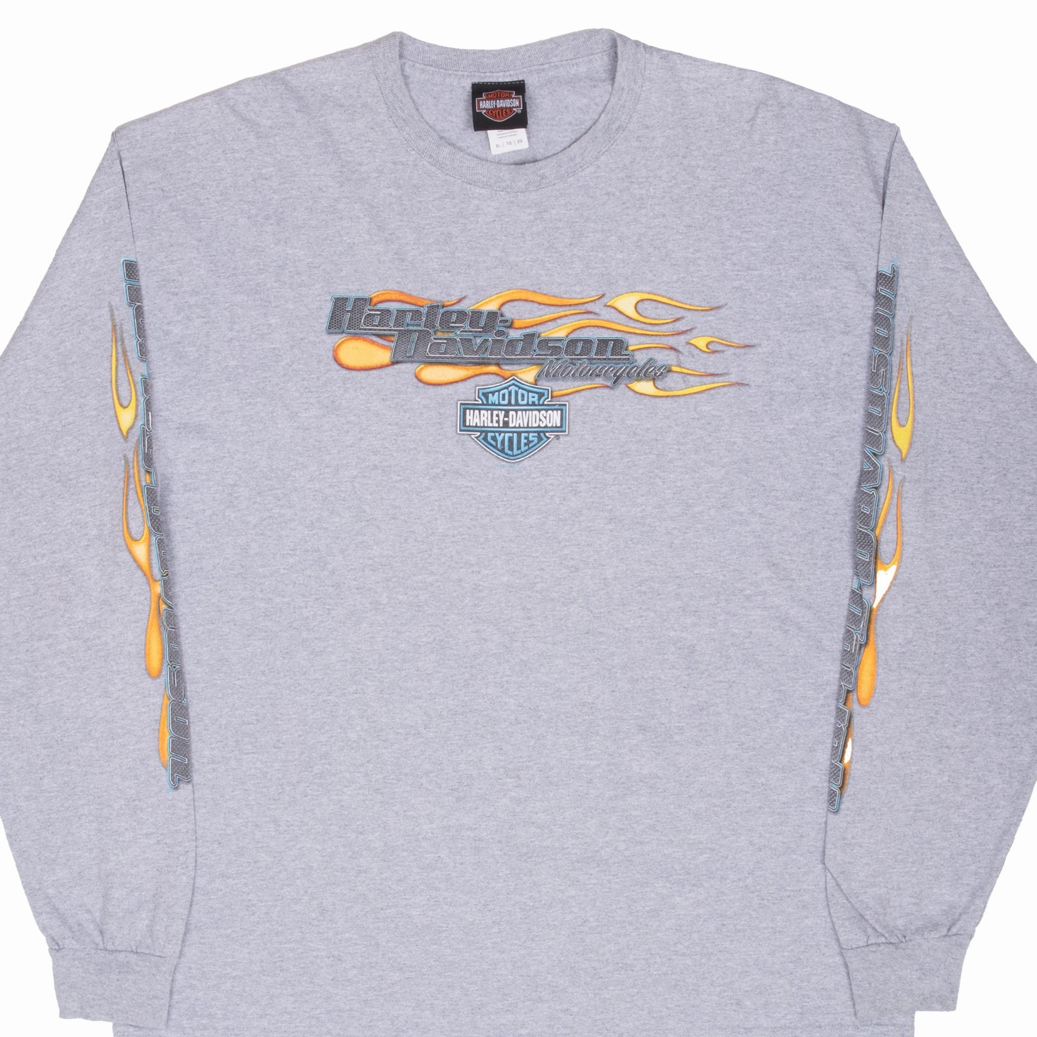 VINTAGE HARLEY DAVIDSON POCATELLO IDAHO FLAME LONG SLEEVE TEE SHIRT 2017 XL Top Rated Drop Shoulder Design