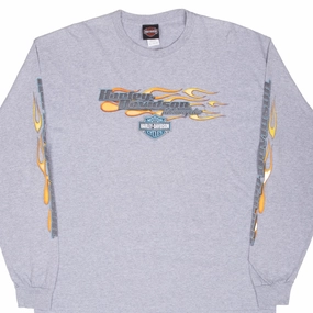VINTAGE HARLEY DAVIDSON POCATELLO IDAHO FLAME LONG SLEEVE TEE SHIRT 2017 XL Top Rated Drop Shoulder Design