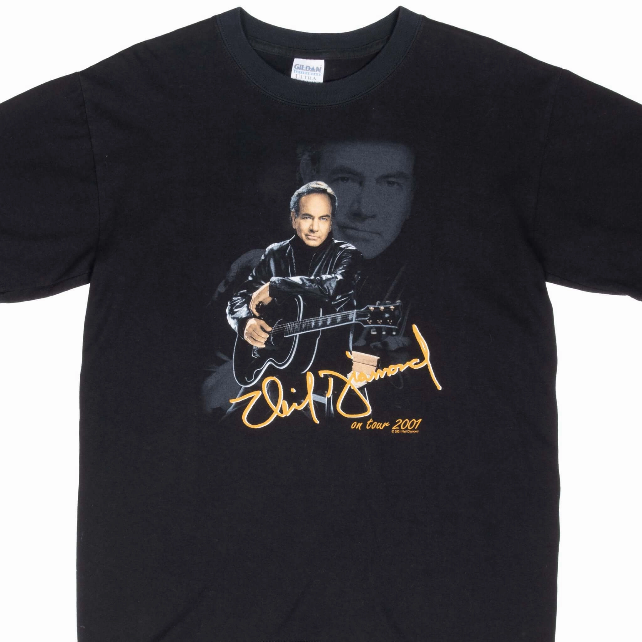 proper length Organic Cotton Construction VINTAGE NEIL DIAMOND TOUR 2001 BLACK TEE SHIRT MEDIUM