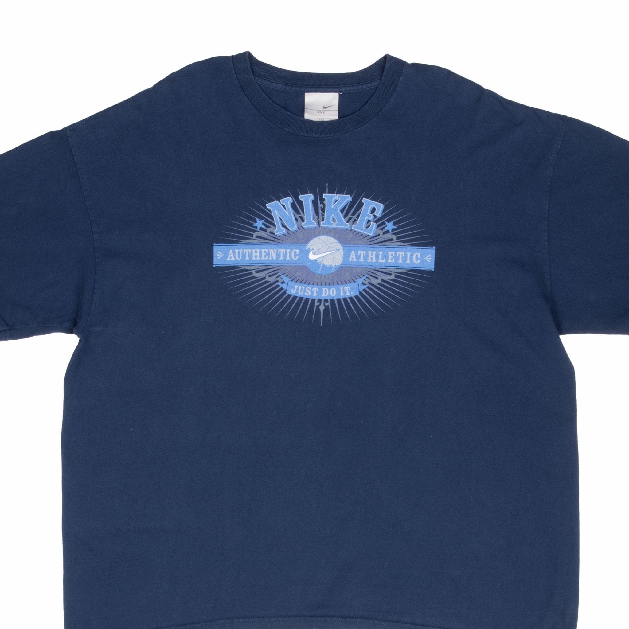 VINTAGE NIKE ATHLETIC SPELLOUT BLUE TEE SHIRT 2000S 2XL Relaxed Vibes Street Trendy