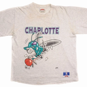 Classic Layer Wear Easy Wear Option VINTAGE NBA CHARLOTTE HORNETS TEE SHIRT SIZE XL MADE IN USA