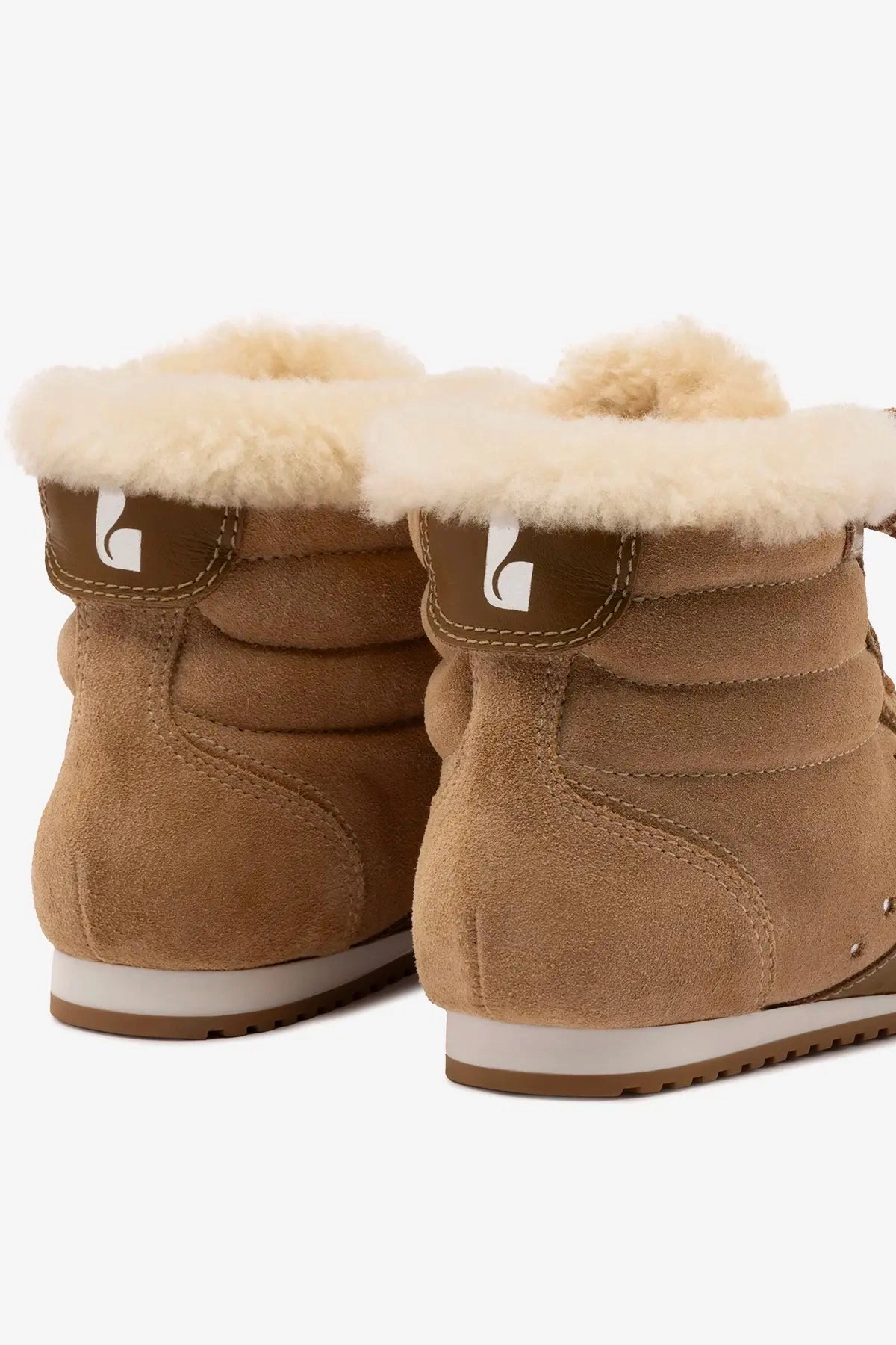 Stella Mid Sneaker In Peanut Suede And Natural Shearling Trip Easy