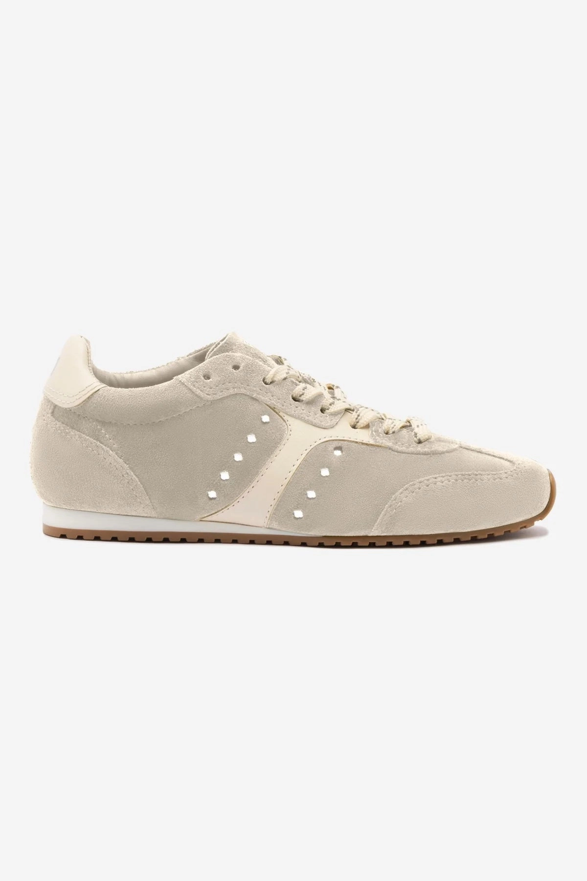 Quick Drying Tide Glow Stella Sneaker In Mushroom Grey Suede and Ivory Leather