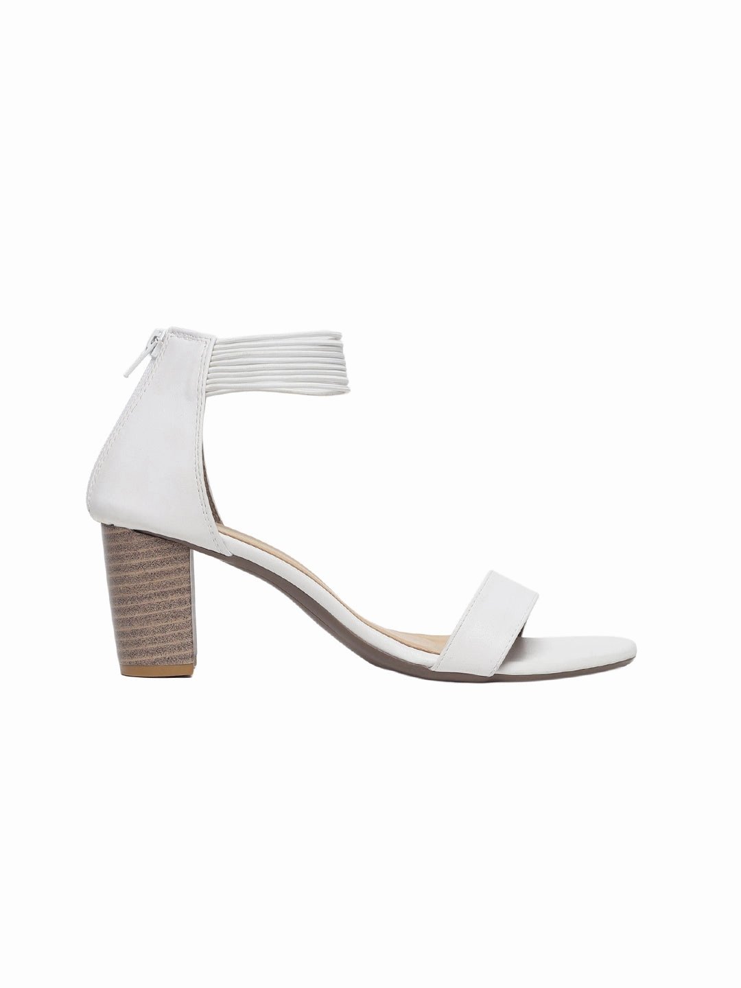 Stella White Block Heels Adjustable Responsive