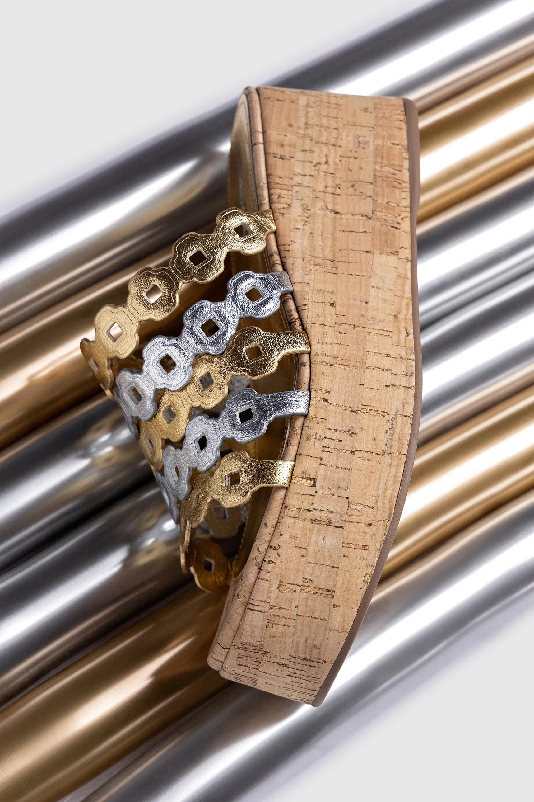 Basics First Choice Charli Mule In Gold and Silver Metallic Leather