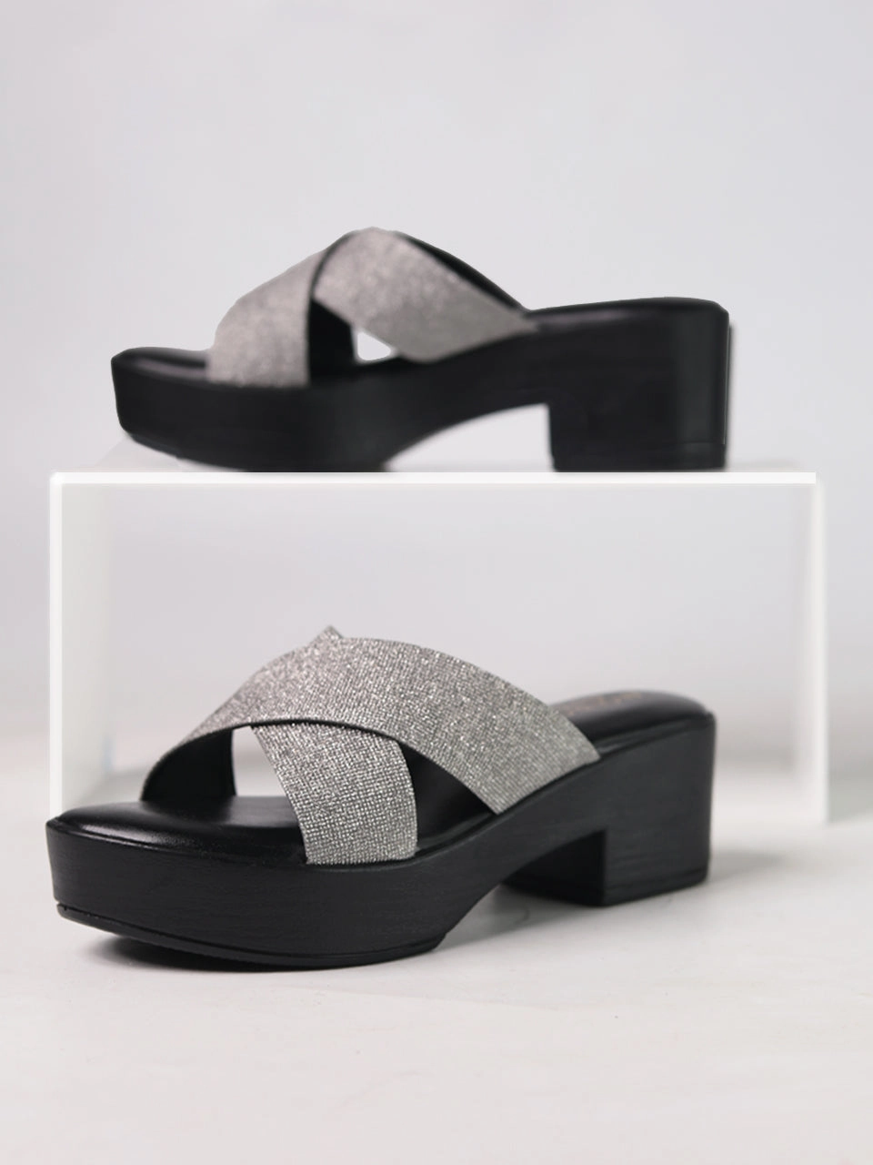 Textured Finish Baylin Gun Metal Platform Heels