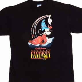 VINTAGE DISNEY FANTASIA TEE SHIRT 1990s SIZE LARGE MADE IN USA Slim Waistband Sporty Comfort Fit