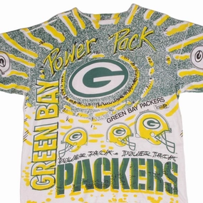 VINTAGE NFL ALL OVER PRINT GREEN BAY PACKERS TEE SHIRT 1990S SIZE LARGE Trendy Look