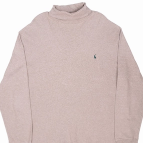 Casual Appeal Casual Comfort VINTAGE RALPH LAUREN BEIGE TURTLE NECK LONG SLEEVE TEE SHIRT 1990S LARGE
