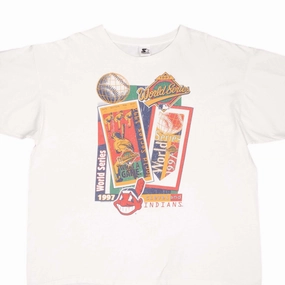 VINTAGE MLB CLEVELAND INDIANS WORLD SERIES 1997 TEE SHIRT SIZE XL MADE IN USA QuickDry