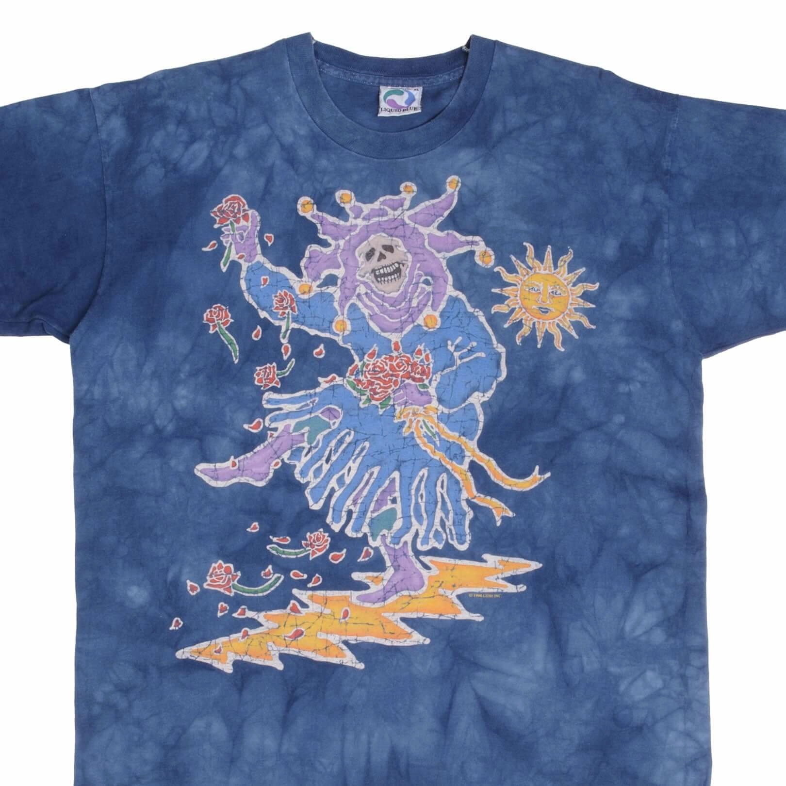 VINTAGE TIE DYE GRATEFUL DEAD LIQUID BLUE TEE SHIRT 1994 SIZE XL MADE IN USA Light and Fresh