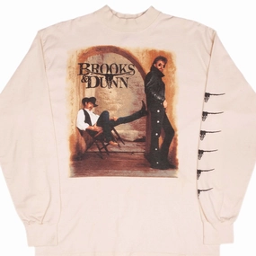 VINTAGE BROOKS & DUNN WAITING ON SUNDOWN 1990S LONG SLEEVE TEE SHIRT LARGE timeless